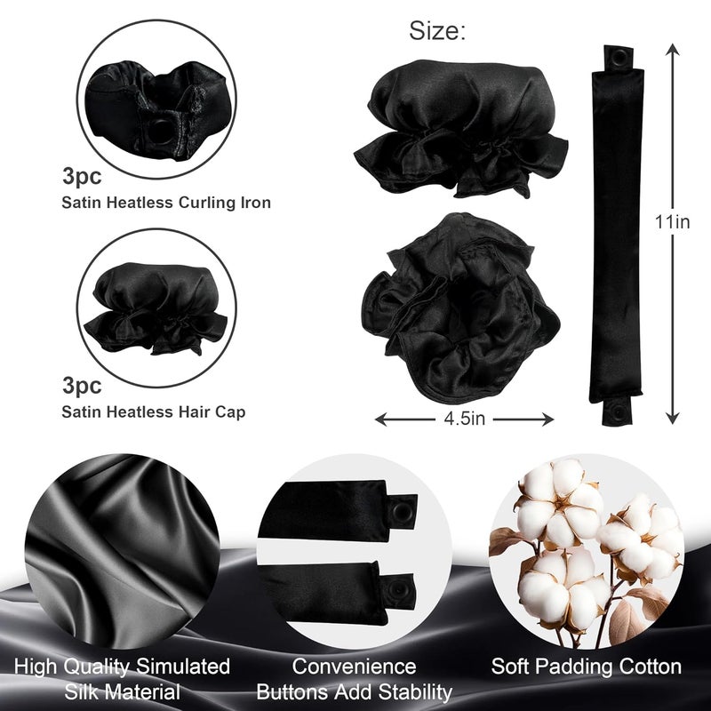RYTABEE 6 Pcs Set Heatless Hair Curler, Heatless Curls Headband, Overnight Curling Headband, Creates Beautiful Curls Without Damaging The Hair (Black) - Image 4